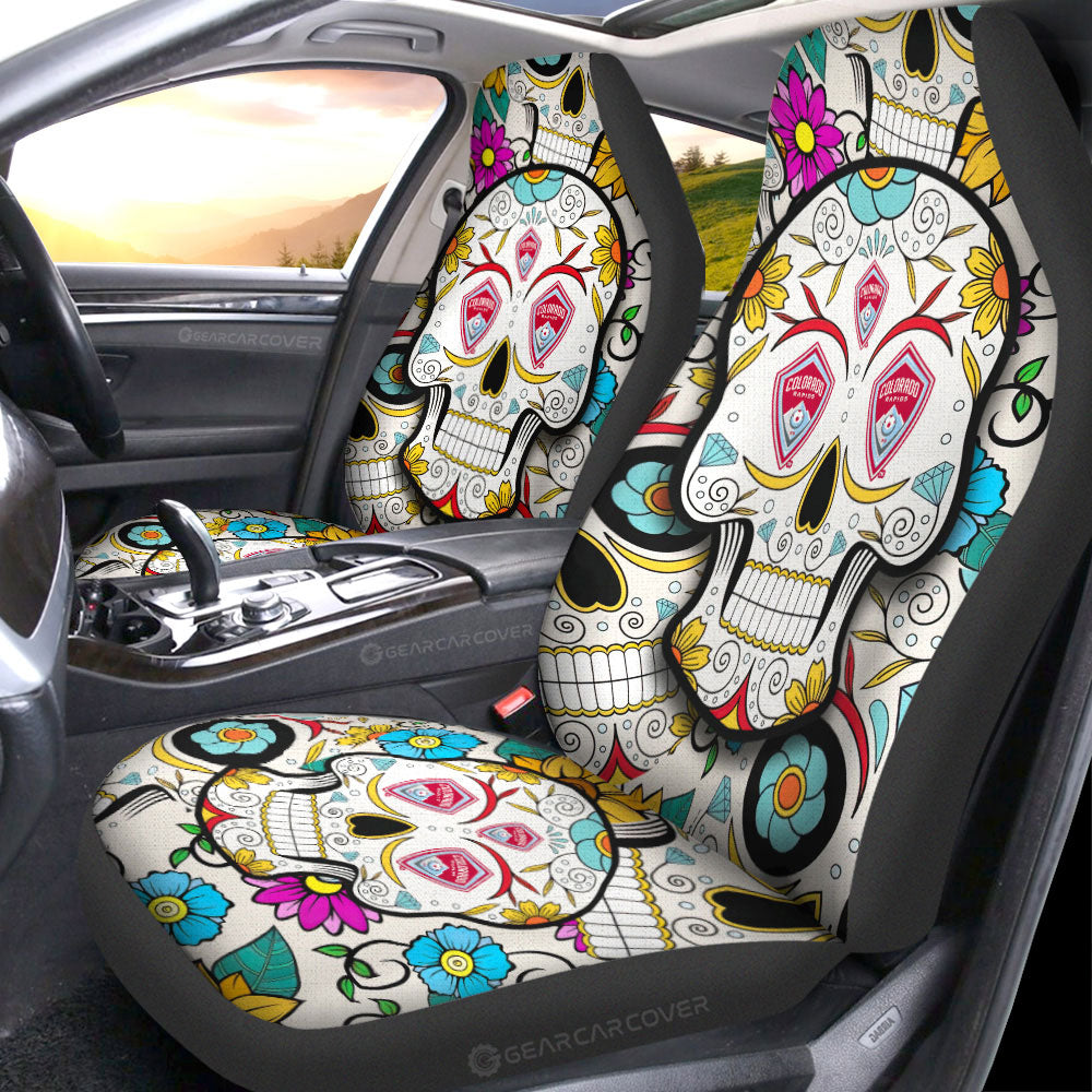 Colorado Rapids Car Seat Covers Custom Sugar Skull Car Accessories