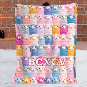 Colored Sheep Custom Blanket - Personalized Name - Gift For Sheep Lover