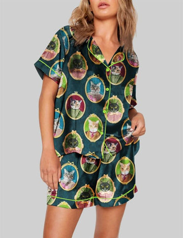 Colorful Cat Cameos Pajama Set