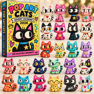 Colorful Cats Advent Calendar 2026 - 24-Day Countdown, Acrylic Charms