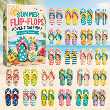 Colorful Flip-flops Advent Calendar 2026 - 24-Day Countdown, Acrylic Charms Every Day Bring New Suprises