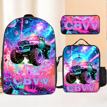 Colorful Customized Backpack for Trucks - Personalized Name - School Season Gift for Girls