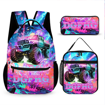 Colorful Customized Backpack for Trucks - Personalized Name - School Season Gift for Girls