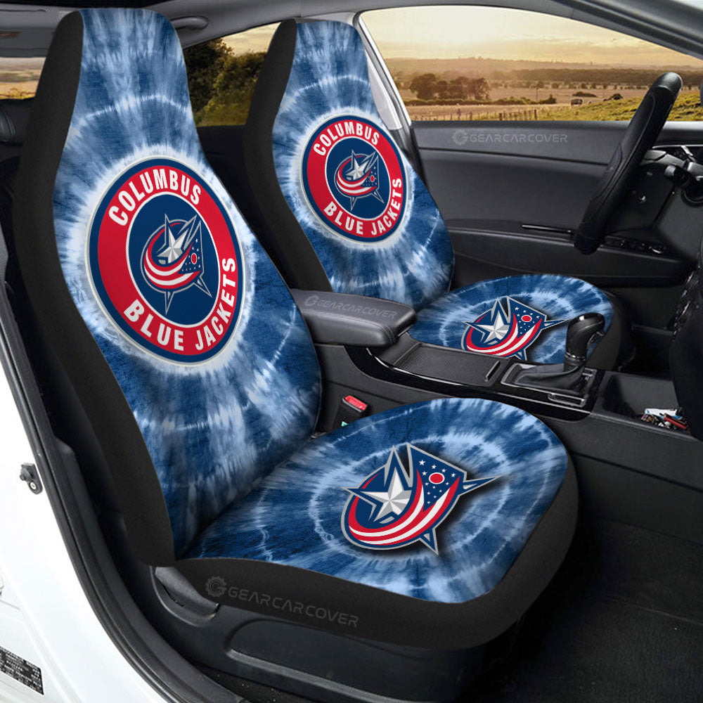 Columbus Blue Jackets Car Seat Covers Custom Tie Dye Car Accessories