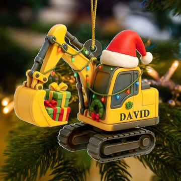 Construction Truck Holiday Personalized Acrylic Ornament Gift For Kid