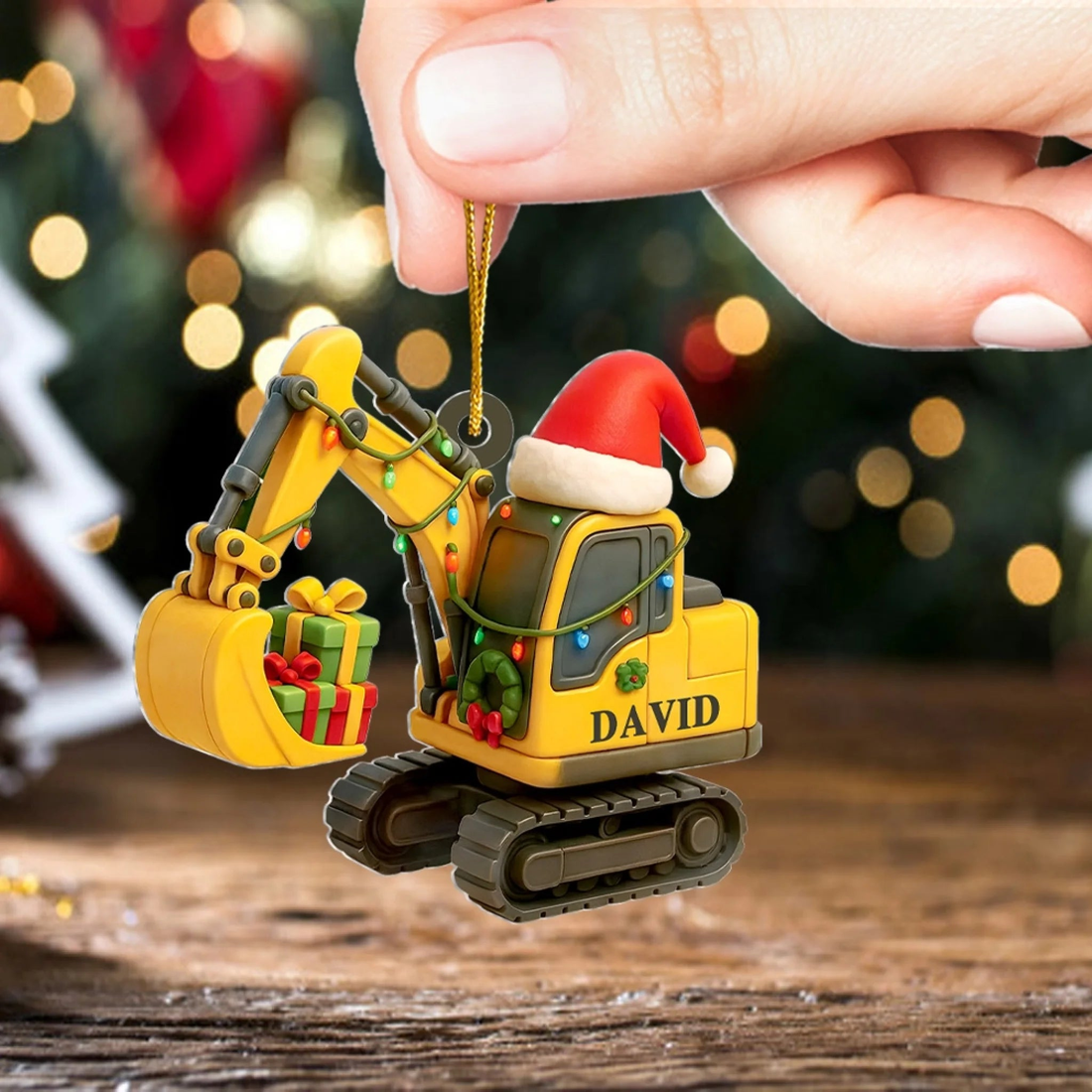 Construction Truck Holiday Personalized Acrylic Ornament Gift For Kid