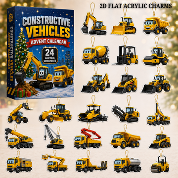 Constructive Vehicles Advent Calendar 2026 24 Day Festive Countdown Acrylic Charms Blind Box Gift For Kids Family Friends