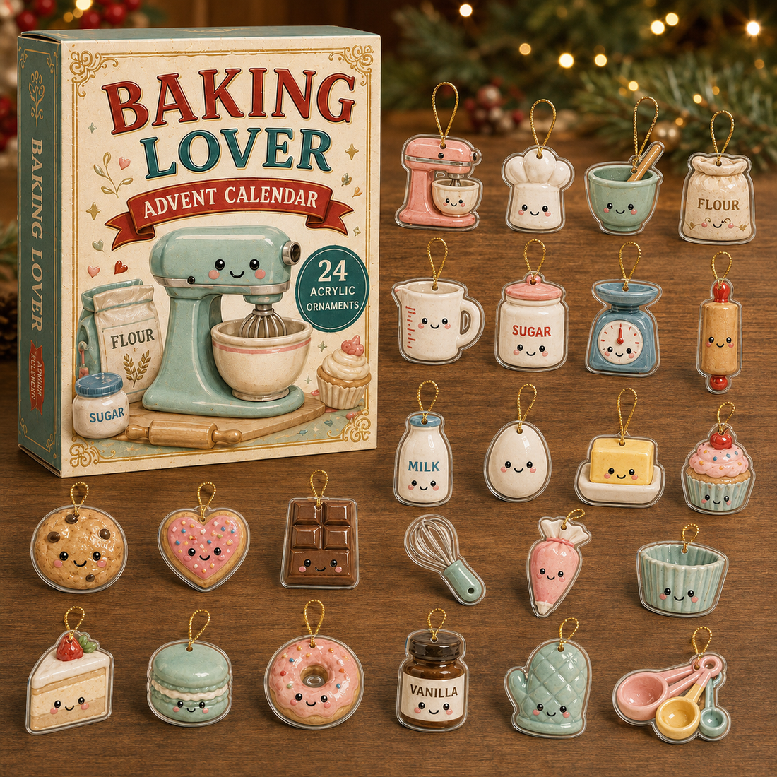 Cookie Kitchen Advent Calendar 2026 24 Day Festive Countdown Acrylic Charms Blind Box Gift For Bakers