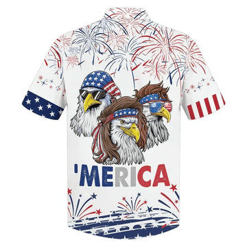 Cool American Eagle Aloha Hawaiian Shirts For Summer, American Independence Day Hawaiian Shirt For Men Women, 4th Of July Gift For Eagle Lovers