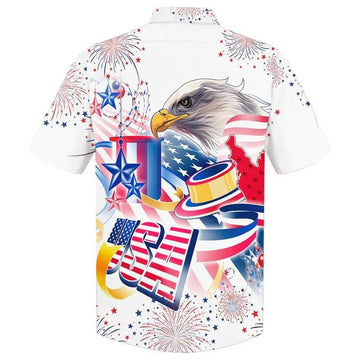 Cool Eagle USA Independence Day Aloha Hawaiian Shirts For Summer, Happy Fourth Of July Hawaiian Shirt For Men Women, Patriotic Gift For Eagle Lovers