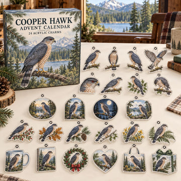 Cooper Hawk Advent Calendar 2026 - 24-Day Countdown, Acrylic Charms
