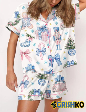 Coquette Chinoiserie Christmas Satin Pajama Set