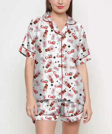 Coquette Diet Drink Pajamas Satin Set, Mother's Day Gift, Gift For Her, Gift For Mama, Birthday Gift, Bridesmaid Gifts Women Pjs