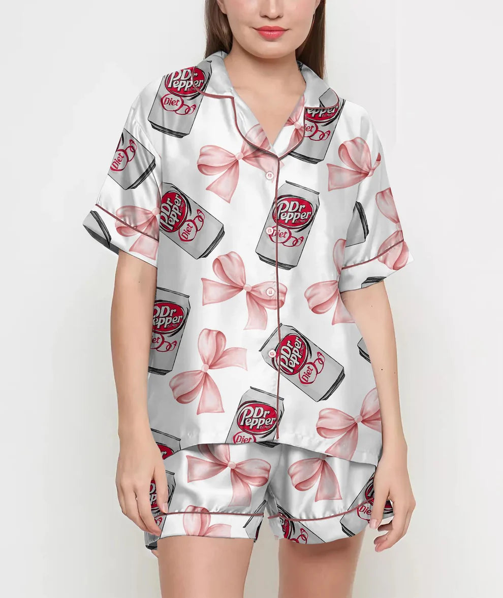 Coquette Diet Pepper Pajamas Satin Set, Drink Shirt, Mother's Day Gift, Birthday Gift, Gift For Women, Bridesmaid Gifts, Anniversary Gift