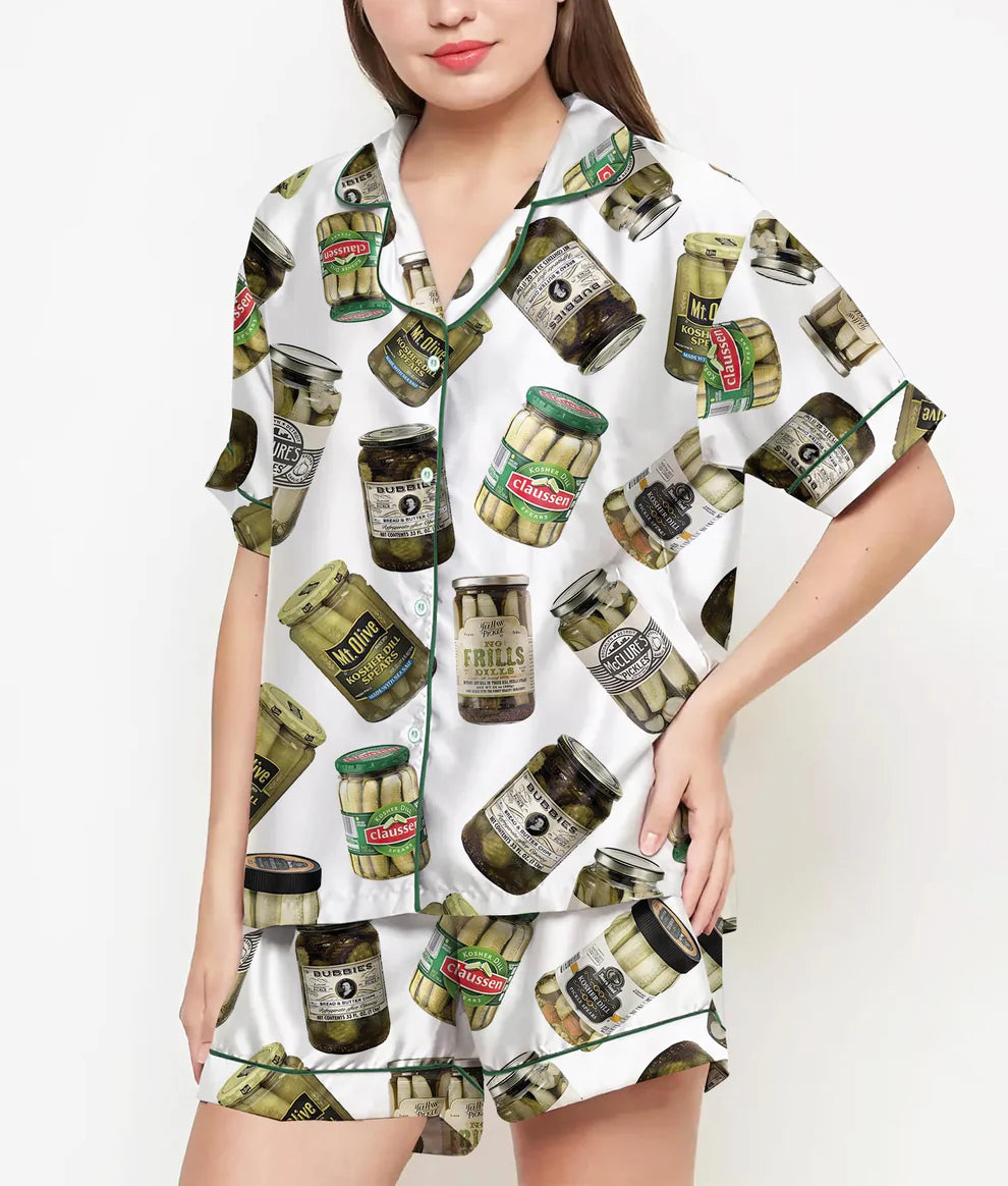 Coquette Pickles Pajamas Satin Set, Mother's Day Gift, Gift For Her, Birthday Gift, Pjs For Women, Bridesmaid Giftss 4305048736