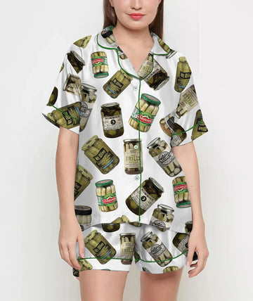 Coquette Pickles Pajamas Satin Set, Mother's Day Gift, Gift For Her, Birthday Gift, Pjs For Women, Bridesmaid Giftss 5535