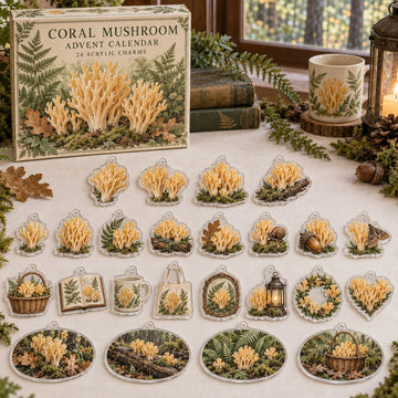 Coral Mushroom Advent Calendar 2026 - 24-Day Countdown, Acrylic Charms