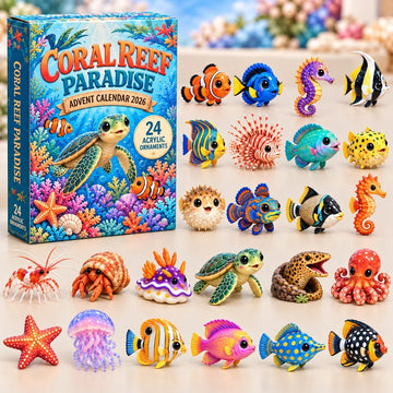 Coral Reef Paradise advent calendar 2026 - 24-Day Countdown, Acrylic Charms