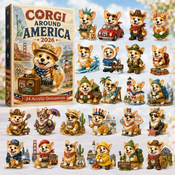 Corgi Around America Advent Calendar 2026 - 24-Day Countdown, Acrylic Charms Every Day Bring New Suprises