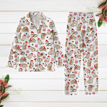 Corgi Christmas Pajamas Set, Corgi Santa Women Pajamas, Dog Owner Xmas Pajamas, Pets Lover Holiday Pajamas, Dog Mom Gift