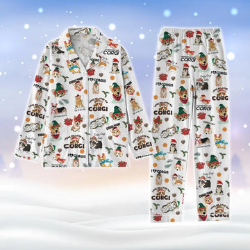 Corgi Dog Christmas Pajamas, Santa Corgi Holiday Pajamas, All I Want For Christmas Is Corgi Shirt, Dog Lover Pajamas, Corgi Mom Shirt