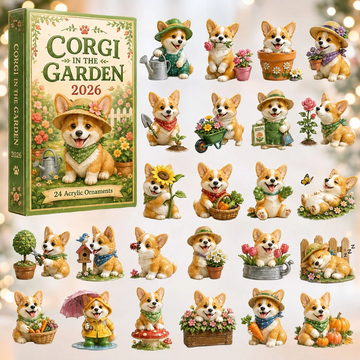 Corgi in the Garden Advent Calendar 2026 - 24-Day Countdown, Acrylic Charms Every Day Bring New Suprises