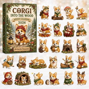 Corgi into the Wood Advent Calendar 2026 - 24-Day Countdown, Acrylic Charms Every Day Bring New Suprises