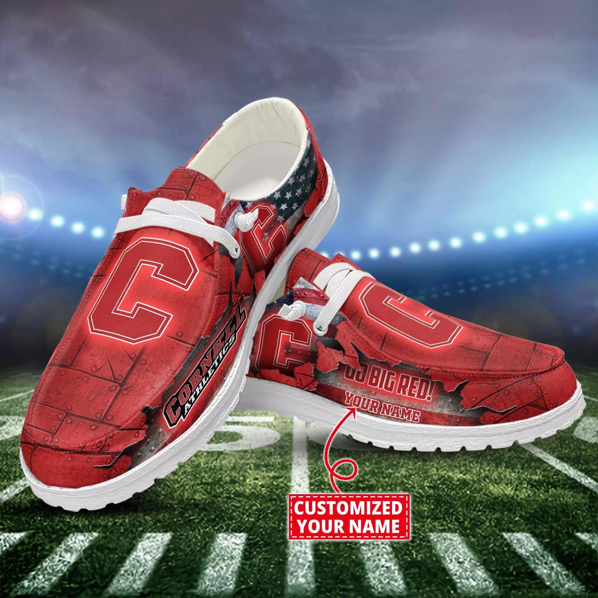 Cornell Big Red NCAA Personalized Hey Dude Sports Shoes Custom Name Design Perfect Gift For Fans