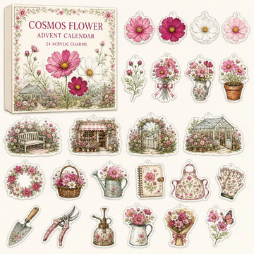 Cosmos Flower Advent Calendar 2026 - 24-Day Countdown, Acrylic Charms