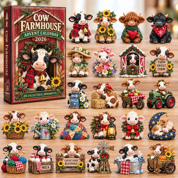 Country Cow Farmhouse advent calendar 2026 - 24-Day Countdown, Acrylic Charms