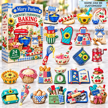 Country Farmhouse Baking advent calendar 2026 - 24-Day Countdown, Acrylic Charms