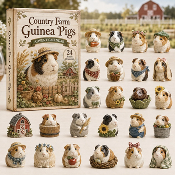 Country Guinea Pig Advent Calendar 2026 - 24-Day Countdown, Acrylic Charms Every Day Bring New Suprises