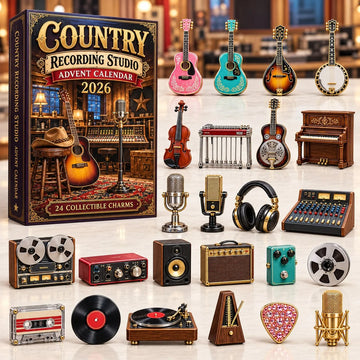 Country Recording Studio Advent Calendar 2026 - 24-Day Countdown, Acrylic Charms