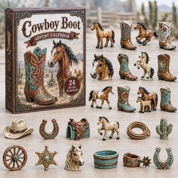 Cowboy Boots Advent Calendar 2026 - 24-Day Countdown, Acrylic Charms Every Day Bring New Suprises