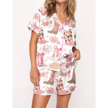 Cowgirl Coquette Satin Pajama Set For Women
