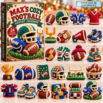 Cozy American Football Advent Calendar 2026 - 24-Day Countdown, Acrylic Charms Every Day Bring New Suprises