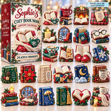 Cozy Book Advent Calendar 2026 - 24-Day Countdown, Acrylic Charms