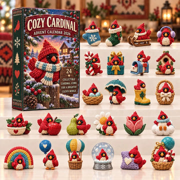 Cozy Cardinal Advent Calendar 2026 - 24-Day Countdown, Acrylic Charms