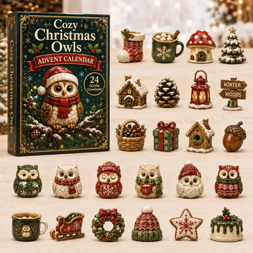 Cozy Christmas Owls Advent Calendar 2026 - 24-Day Countdown, Acrylic Charms Every Day Bring New Suprises