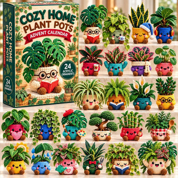Cozy Crochet Pot Advent Calendar 2026 - 24-Day Countdown, Acrylic Charms