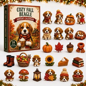 Cozy Fall Beagle Advent Calendar 2026 - 24-Day Countdown, Acrylic Charms Every Day Bring New Suprises