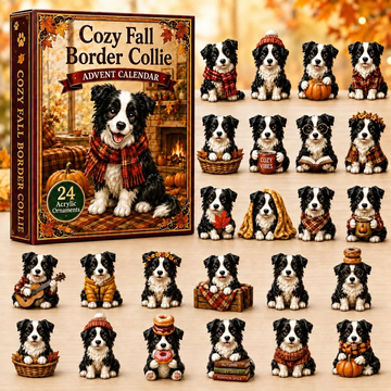 Cozy Fall Border Collie Advent Calendar 2026 - 24-Day Countdown, Acrylic Charms Every Day Bring New Suprises