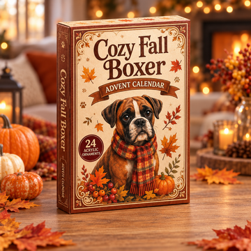 Cozy Fall Boxer Advent Calendar 2026 24 Day Festive Countdown Acrylic Charms Blind Box Gift For Boxer Lovers