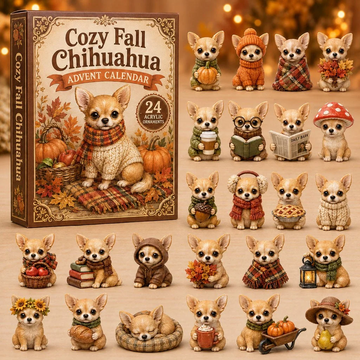 Cozy Fall Chihuahua Advent Calendar 2026 - 24-Day Countdown, Acrylic Charms Every Day Bring New Suprises