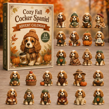 Cozy Fall Cocker Spaniel Advent Calendar 2026 - 24-Day Countdown, Acrylic Charms Every Day Bring New Suprises