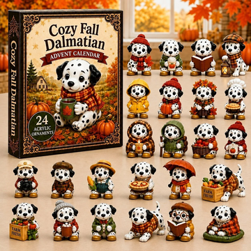 Cozy Fall Dalmatian Advent Calendar 2026 - 24-Day Countdown, Acrylic Charms Every Day Bring New Suprises