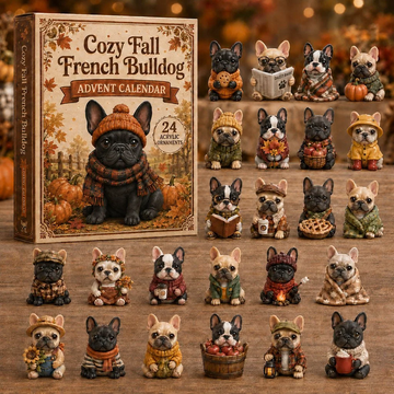 Cozy Fall French Bulldog Advent Calendar 2026 - 24-Day Countdown, Acrylic Charms Every Day Bring New Suprises