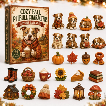 Cozy Fall Pitbull Characters Advent Calendar 2026 - 24-Day Countdown, Acrylic Charms Every Day Bring New Suprises