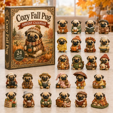 Cozy Fall Pug Advent Calendar 2026 - 24-Day Countdown, Acrylic Charms Every Day Bring New Suprises