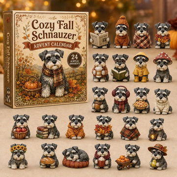 Cozy Fall Schnauzer Advent Calendar 2026 - 24-Day Countdown, Acrylic Charms Every Day Bring New Suprises